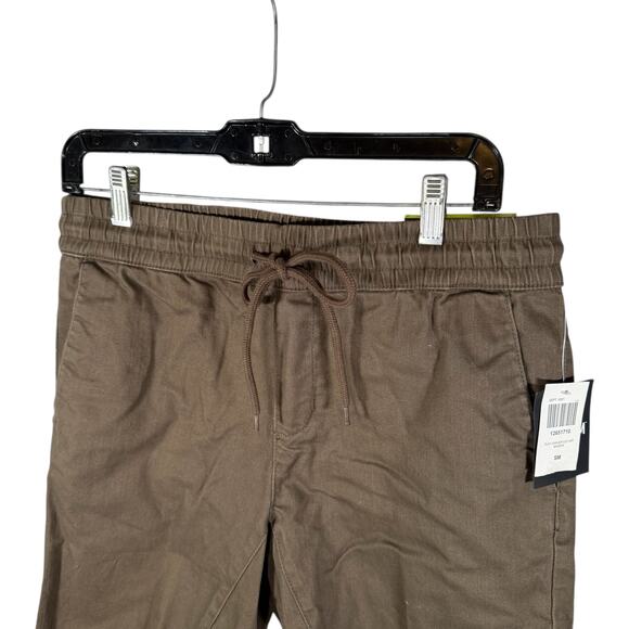 Hot Topic NWT Men's Small HT Denim Brown Jogger Shorts Drawstring Raw Hem - Picture 4 of 11